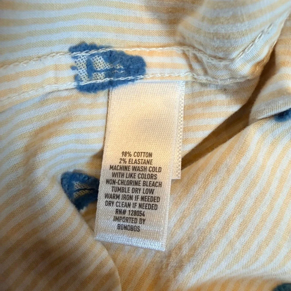 Bonobos Riviera Stretch Shirt Sailboat Embroidered XL Long Yellow‎ Pinstripe AOP